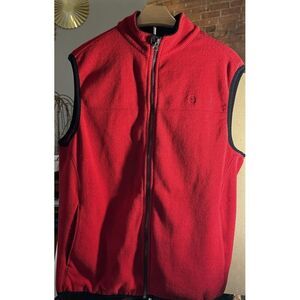 IZOD Red Fleece Holiday's‎ Warm Zip Up Pockets Vest Size Small
